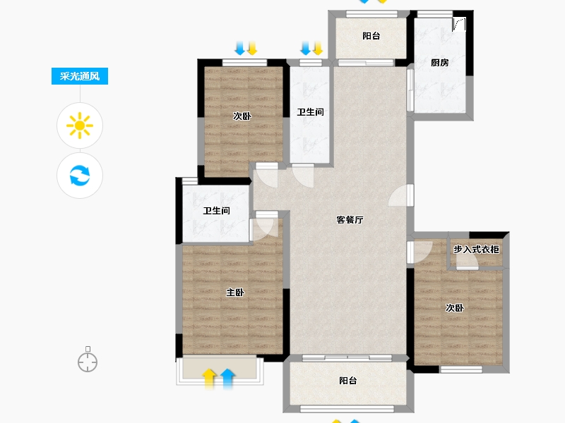 河南省-新乡市-正商智慧新城-105.00-户型库-采光通风