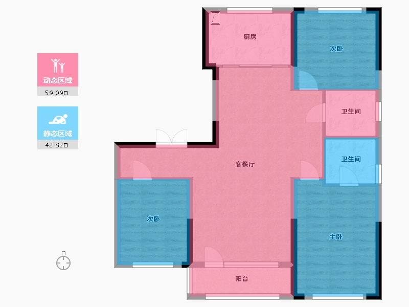 辽宁省-葫芦岛市-宏达翰林苑-100.00-户型库-动静分区