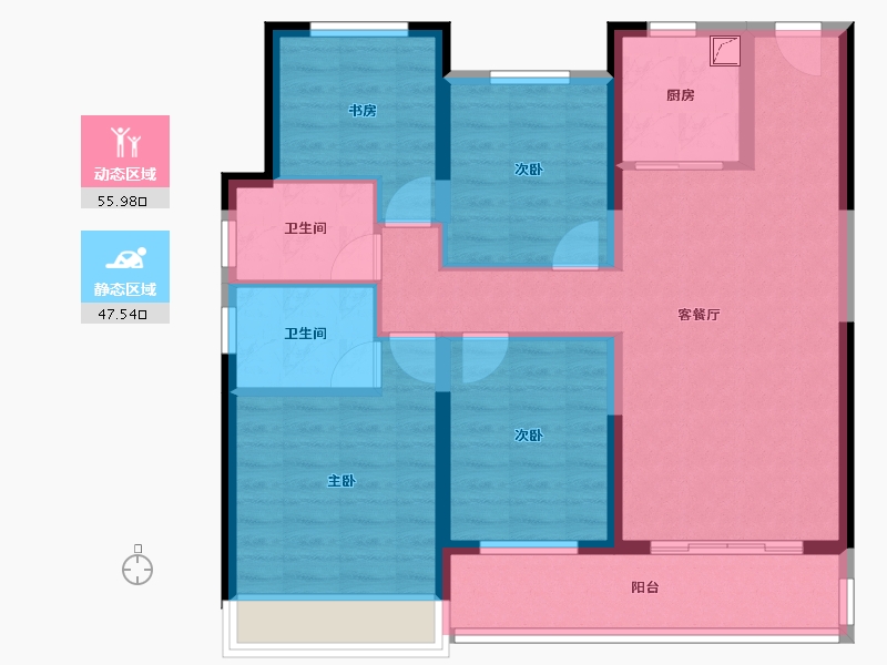 浙江省-丽水市-天辰锦园-100.10-户型库-动静分区