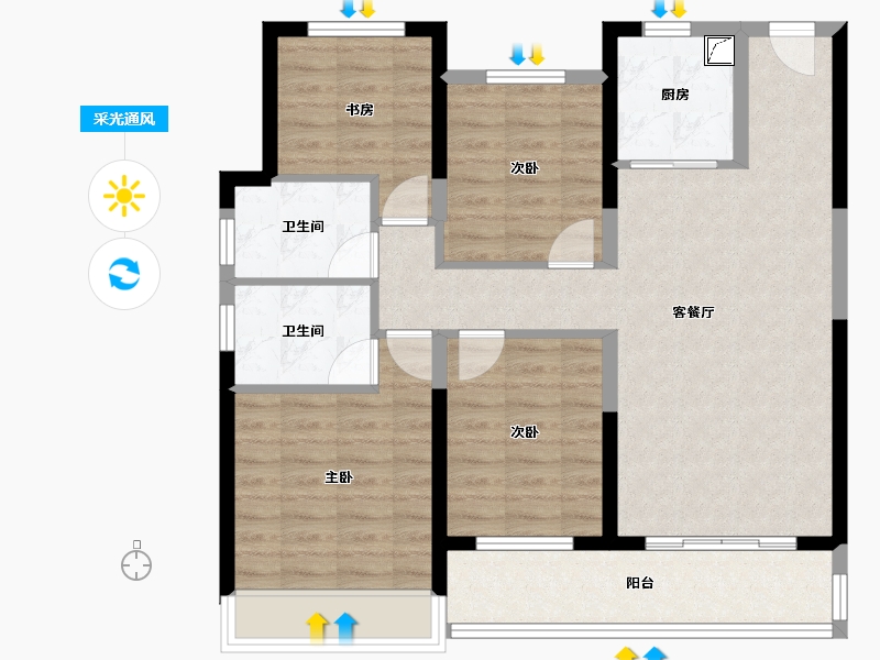 浙江省-丽水市-天辰锦园-100.10-户型库-采光通风