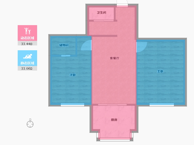 辽宁省-大连市-巾帼小区-72.68-户型库-动静分区