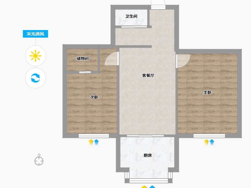 辽宁省-大连市-巾帼小区-72.68-户型库-采光通风