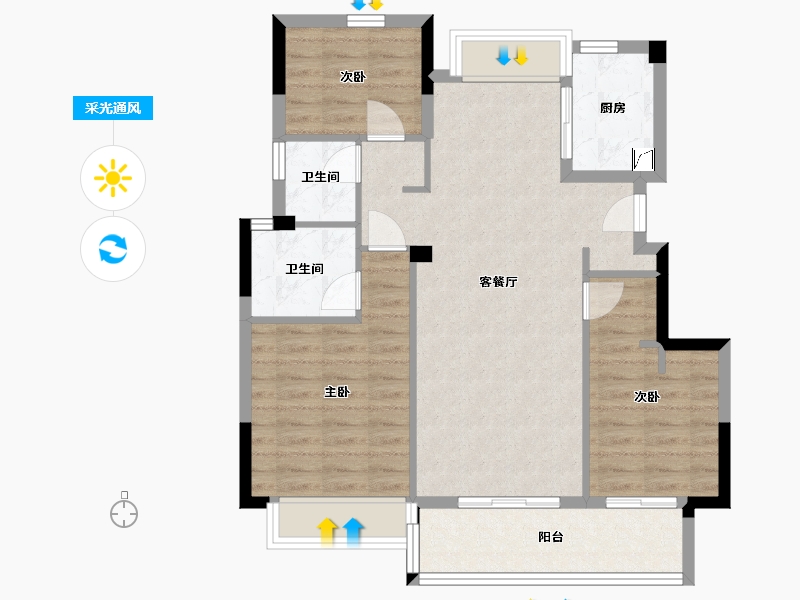 浙江省-杭州市-德信时代公馆-108.00-户型库-采光通风