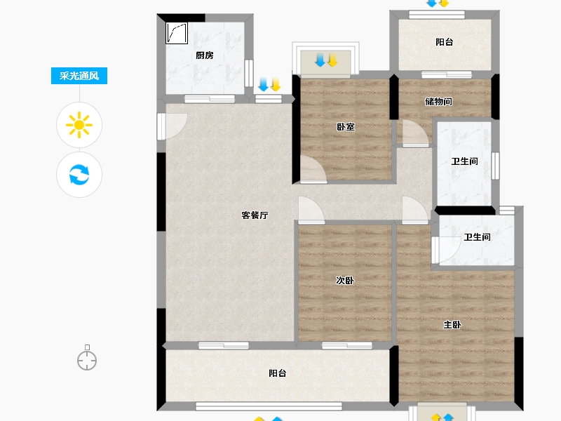 湖南省-长沙市-金地都会风华-120.00-户型库-采光通风