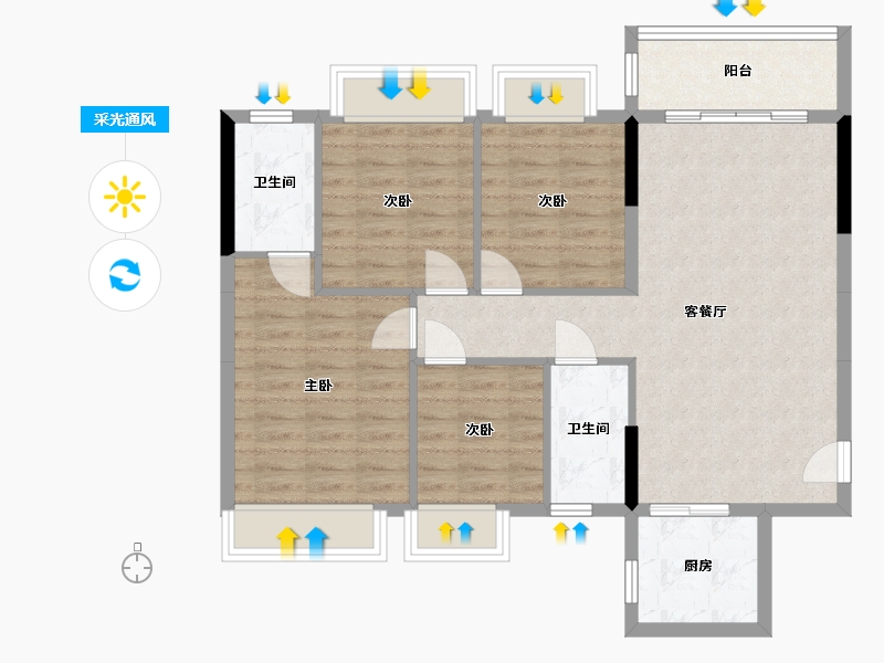 广西壮族自治区-桂林市-龙光普罗旺斯-109.00-户型库-采光通风