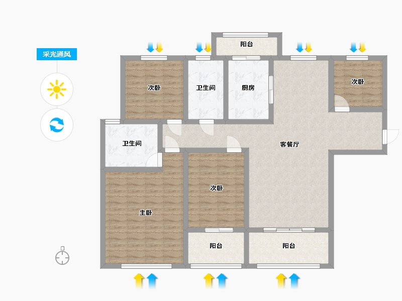 安徽省-合肥市-华南城紫荆名都-130.00-户型库-采光通风