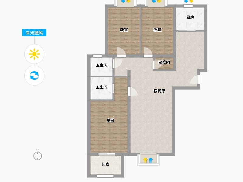 河北省-石家庄市-筑凯嘉园-129.30-户型库-采光通风