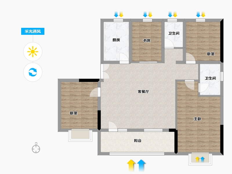 山东省-济宁市-田园伟业-125.00-户型库-采光通风