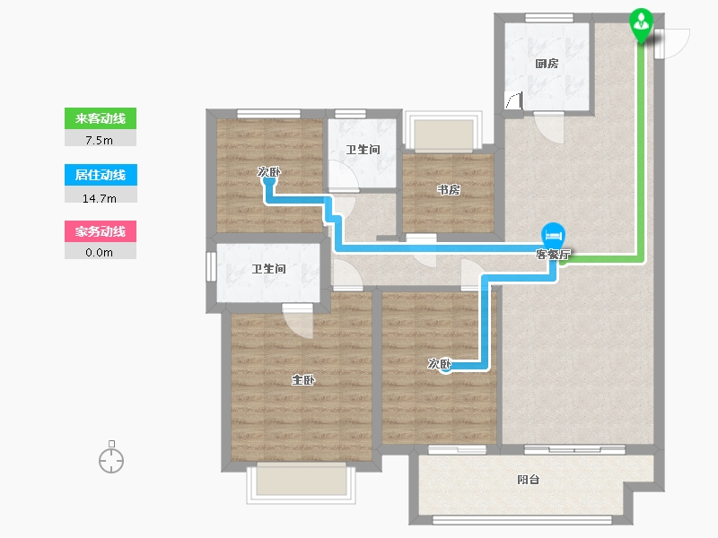 湖北省-襄阳市-宏泰越秀星汇城-105.00-户型库-动静线