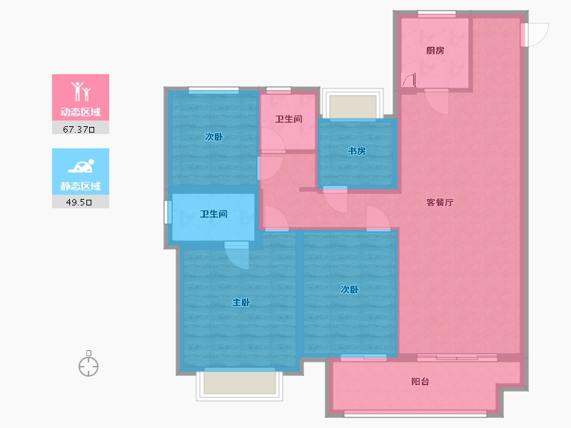 湖北省-襄阳市-宏泰越秀星汇城-105.00-户型库-动静分区