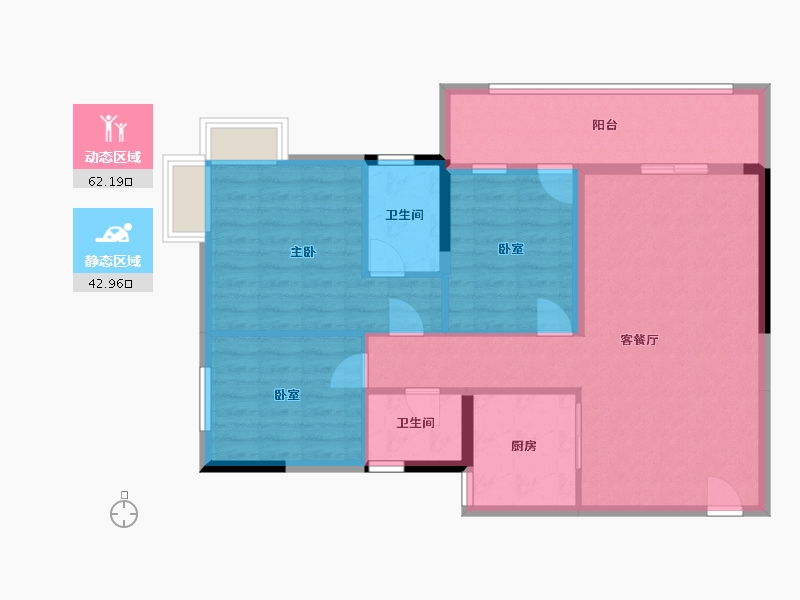 广西壮族自治区-南宁市-金洲路单位房-95.64-户型库-动静分区