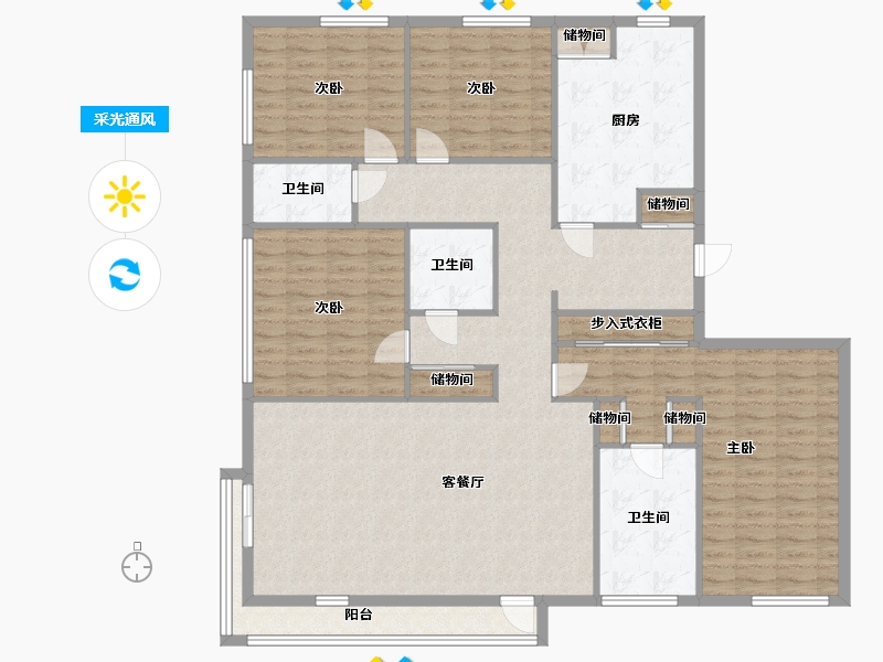 北京-北京市-阳光上东-194.58-户型库-采光通风