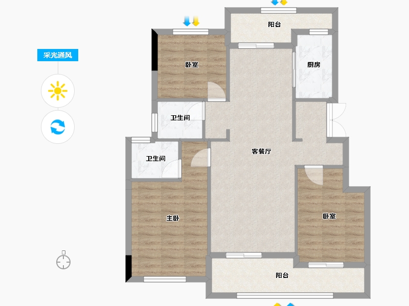 浙江省-湖州市-龙悦江南-89.00-户型库-采光通风