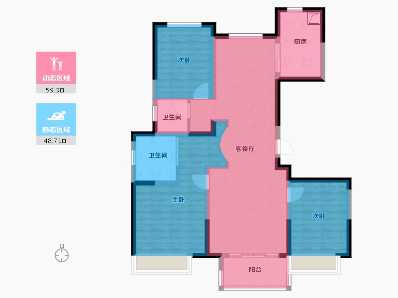 江苏省-盐城市-城东宝龙广场-96.13-户型库-动静分区