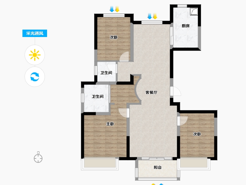 江苏省-盐城市-城东宝龙广场-96.13-户型库-采光通风