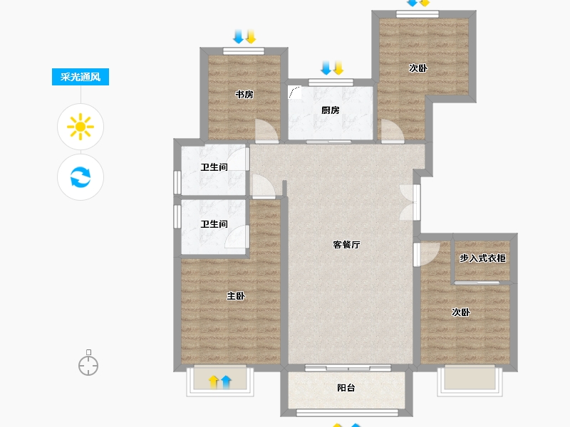 河北省-石家庄市-融创臻园壹号-107.00-户型库-采光通风