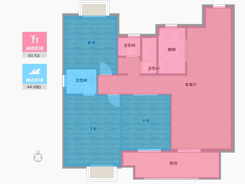 安徽省-巢湖市-城南印象-96.00-户型库-动静分区