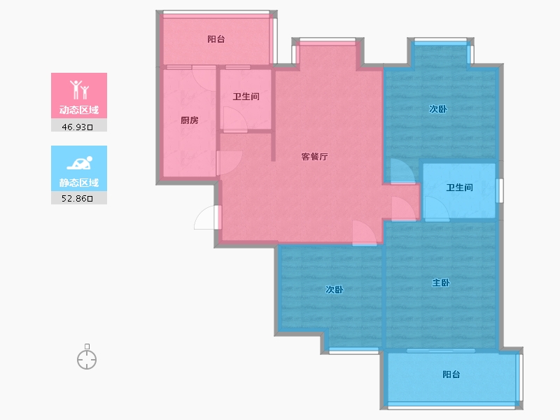 江苏省-南京市-冠城大通蓝郡-83.26-户型库-动静分区