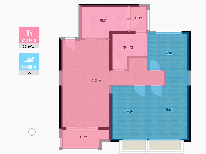 内蒙古自治区-呼和浩特市-恒大城-87.00-户型库-动静分区