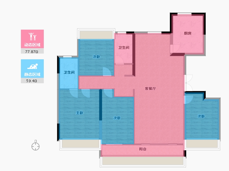 宁夏回族自治区-银川市-中房花语轩-138.54-户型库-动静分区