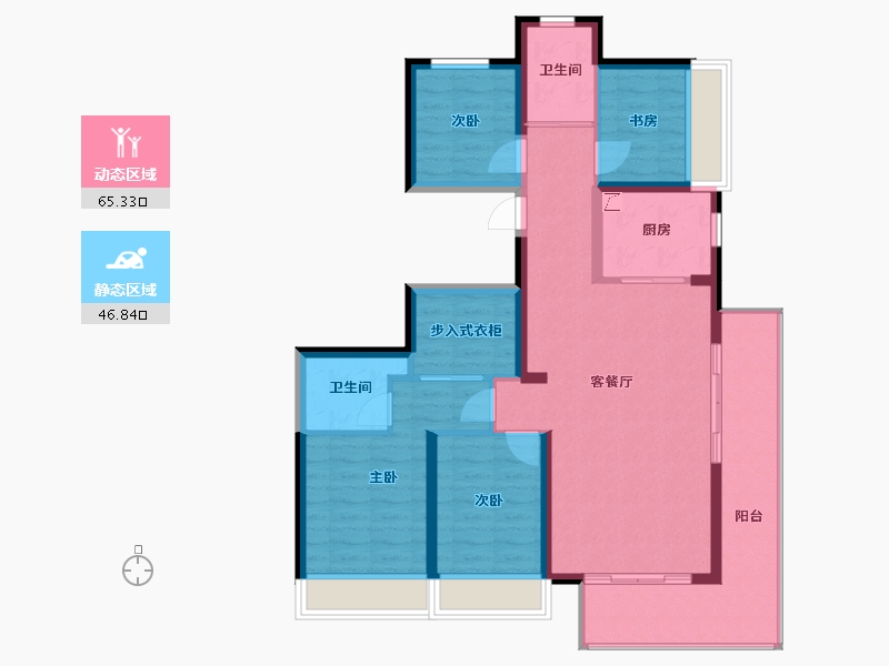 河南省-郑州市-大正·鲲园·水晶森林-132.00-户型库-动静分区