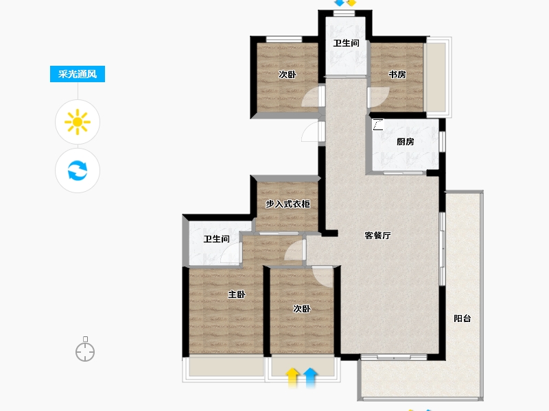 河南省-郑州市-大正·鲲园·水晶森林-132.00-户型库-采光通风