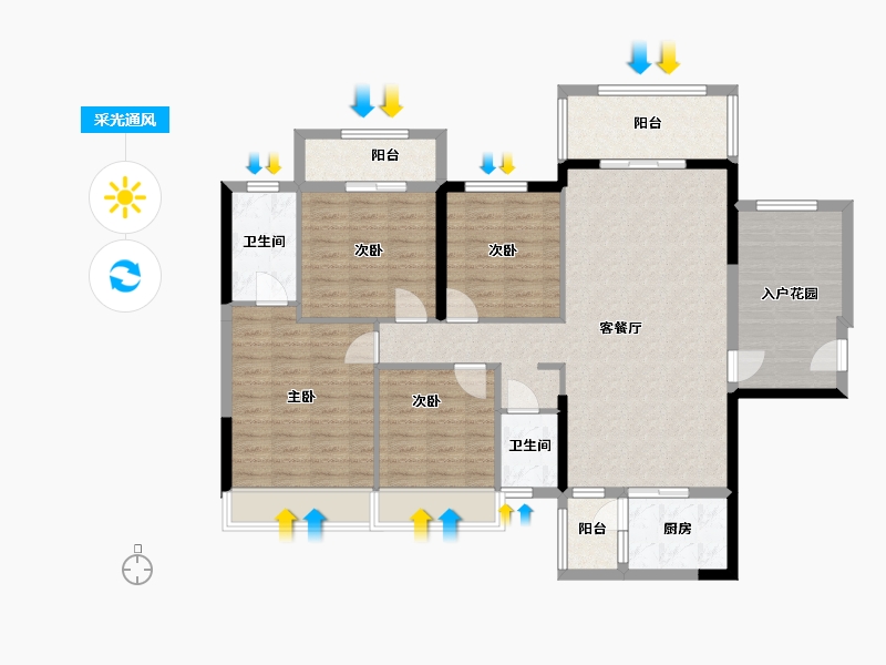 广西壮族自治区-防城港市-盛天江畔-130.00-户型库-采光通风