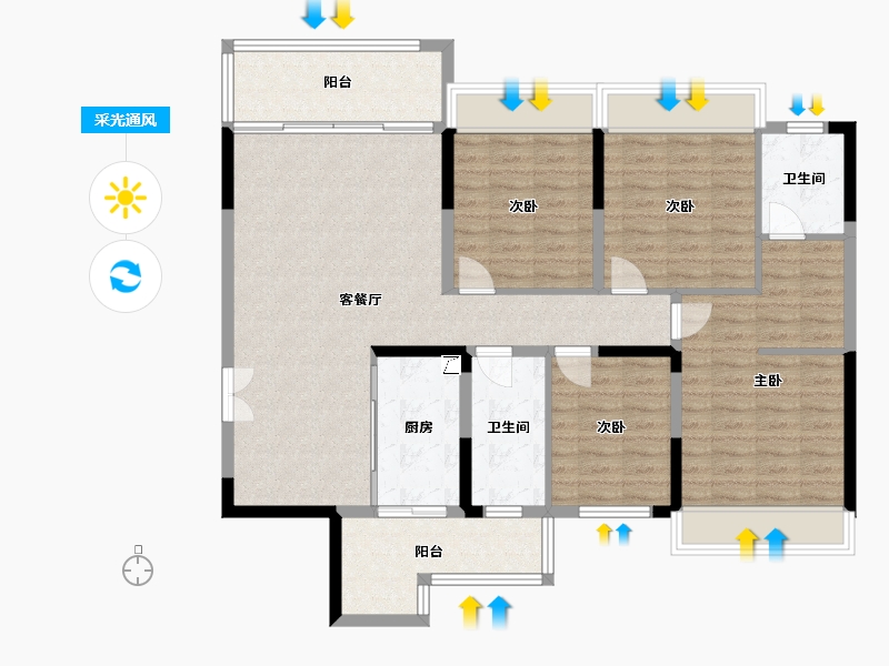 广西壮族自治区-来宾市-海景文苑-122.00-户型库-采光通风