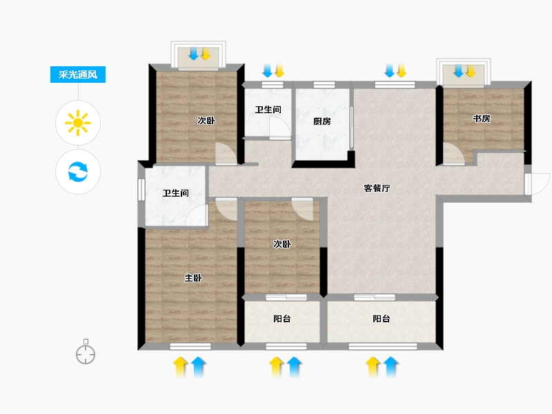 湖北省-襄阳市-汉江一品-135.00-户型库-采光通风