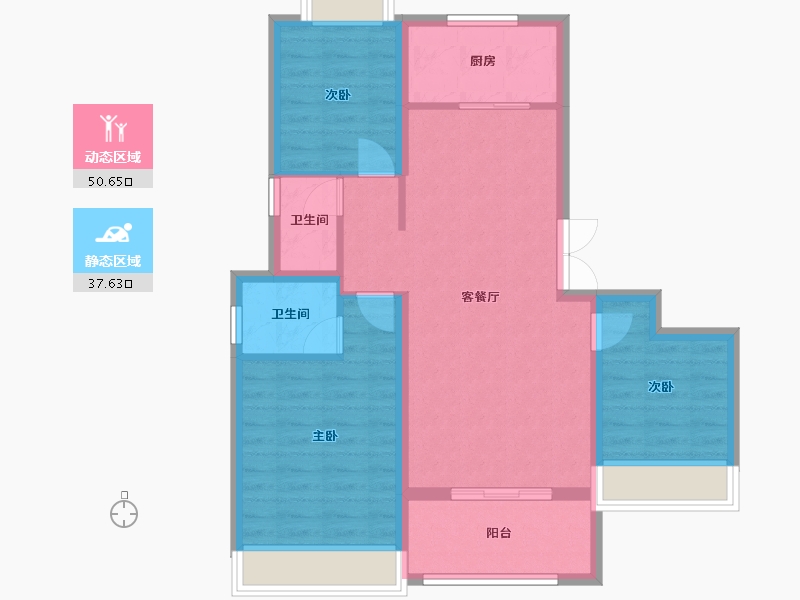 河北省-沧州市-宏宇天玺园-89.00-户型库-动静分区