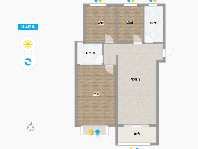 河北省-衡水市-橄榄绿洲-C区-91.46-户型库-采光通风