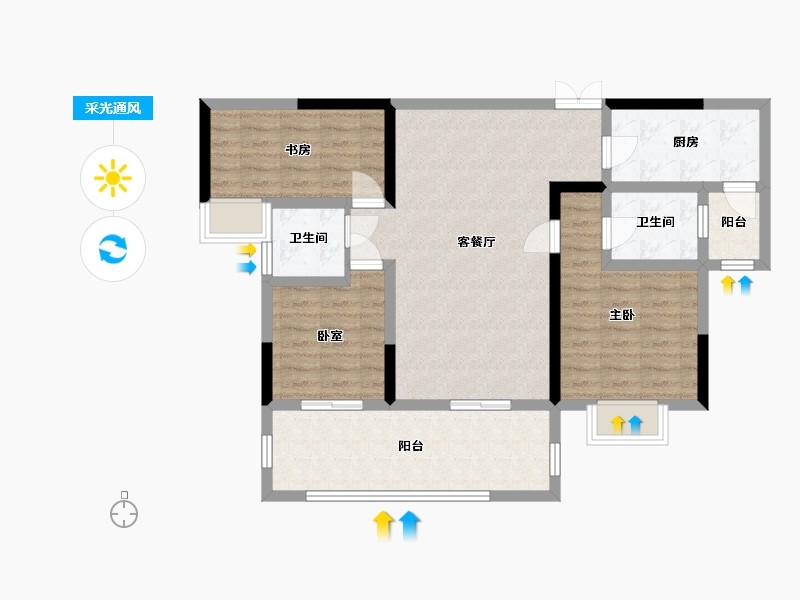 四川省-德阳市-华盛公园里-92.00-户型库-采光通风