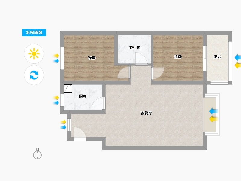 河北省-保定市-君圣蓝庭-65.00-户型库-采光通风