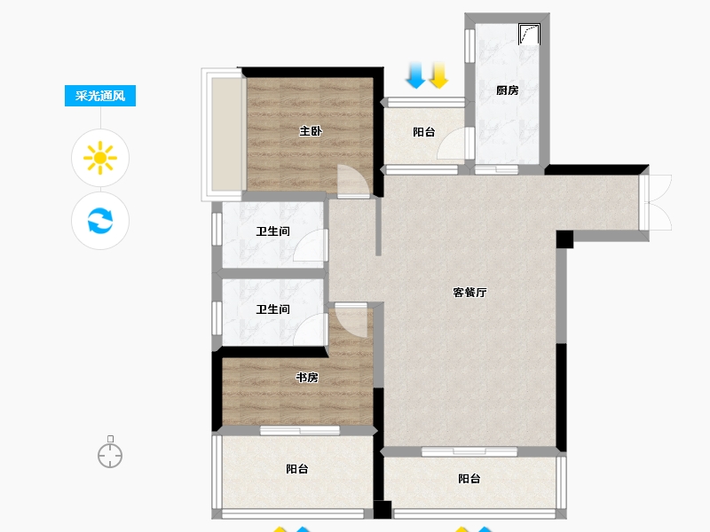 四川省-绵阳市-绵州水郡-85.00-户型库-采光通风