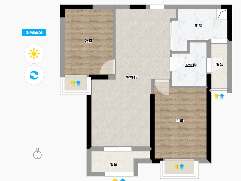 湖北省-武汉市-弘阳印月府-59.00-户型库-采光通风