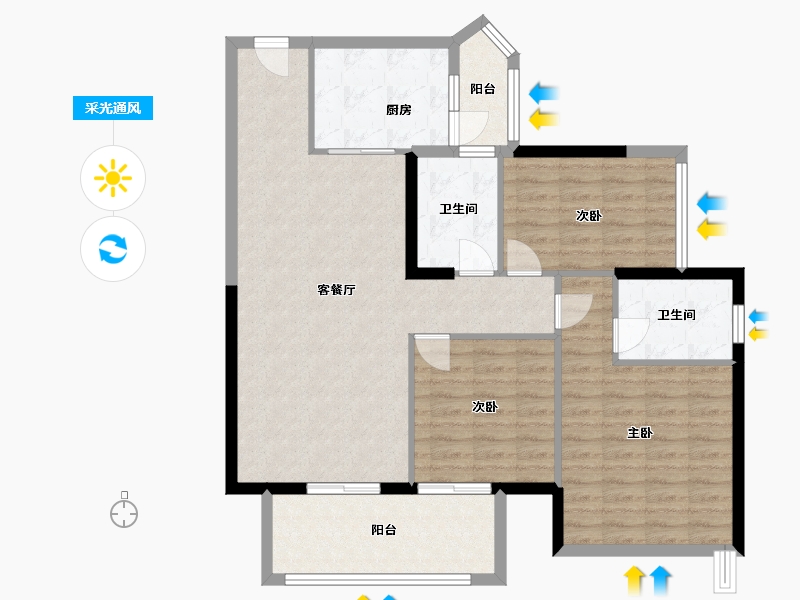 广东省-肇庆市-华侨新城-105.00-户型库-采光通风