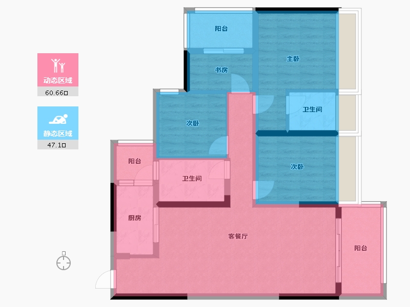 重庆-重庆市-中博华庭1号26栋5号户型-99.23-户型库-动静分区