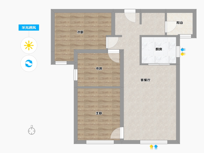 新疆维吾尔自治区-乌鲁木齐市-万科华府里-72.00-户型库-采光通风