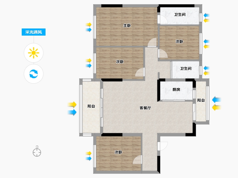 四川省-宜宾市-珙县碧桂园-114.00-户型库-采光通风