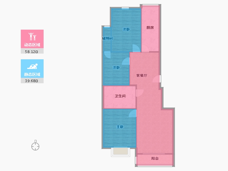 山东省-烟台市-新世界花园-87.50-户型库-动静分区