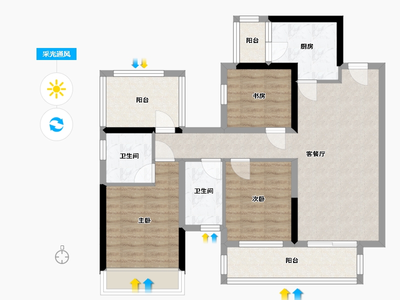 广西壮族自治区-南宁市-融创九熙府-95.00-户型库-采光通风