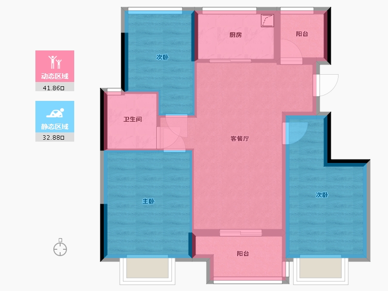 重庆-重庆市-万科四季花城二期-68.00-户型库-动静分区