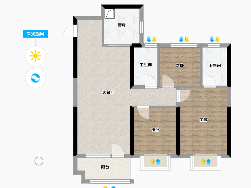 辽宁省-沈阳市-奥园会展广场-82.00-户型库-采光通风