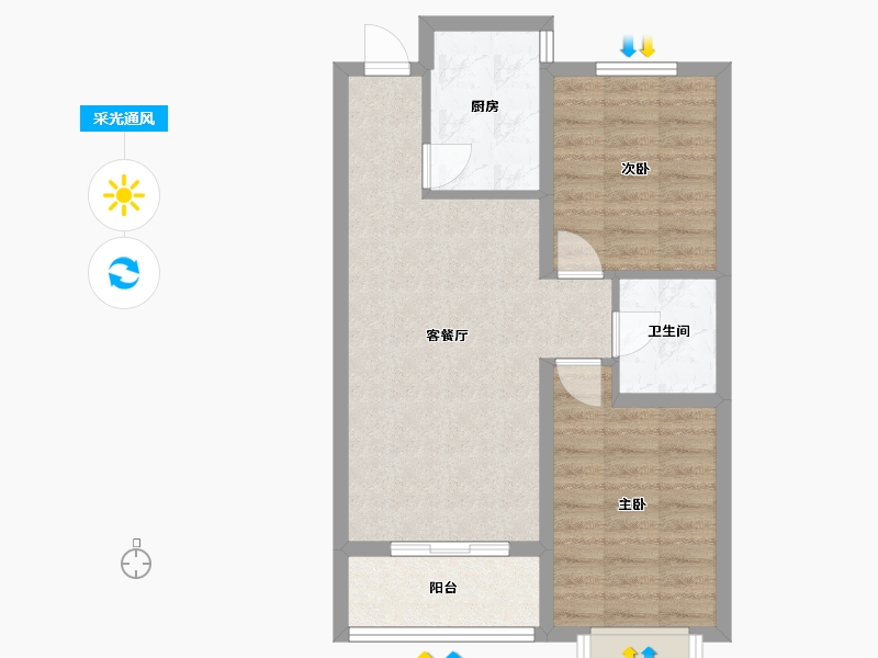 山西省-太原市-唐槐园-75.00-户型库-采光通风