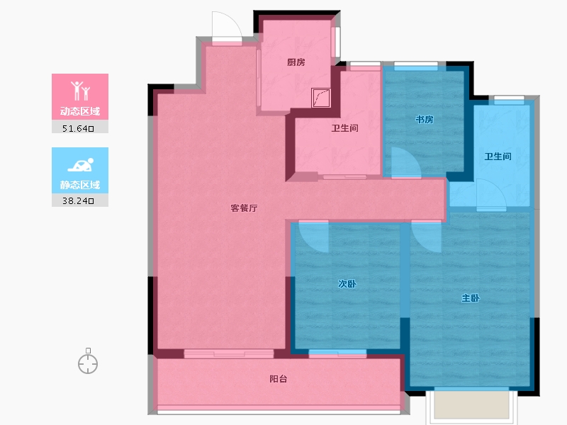 浙江省-宁波市-滨河沁月-109.00-户型库-动静分区