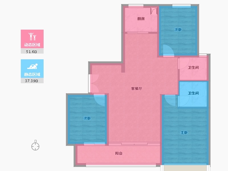 河北省-沧州市-荣盛华府-90.15-户型库-动静分区