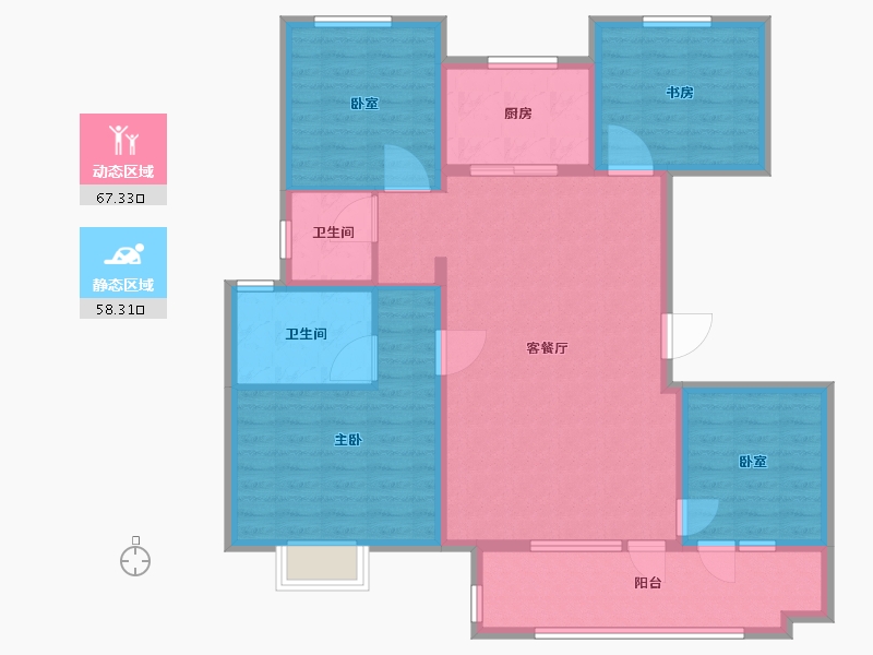 山东省-济南市-万科正荣天宸-113.00-户型库-动静分区