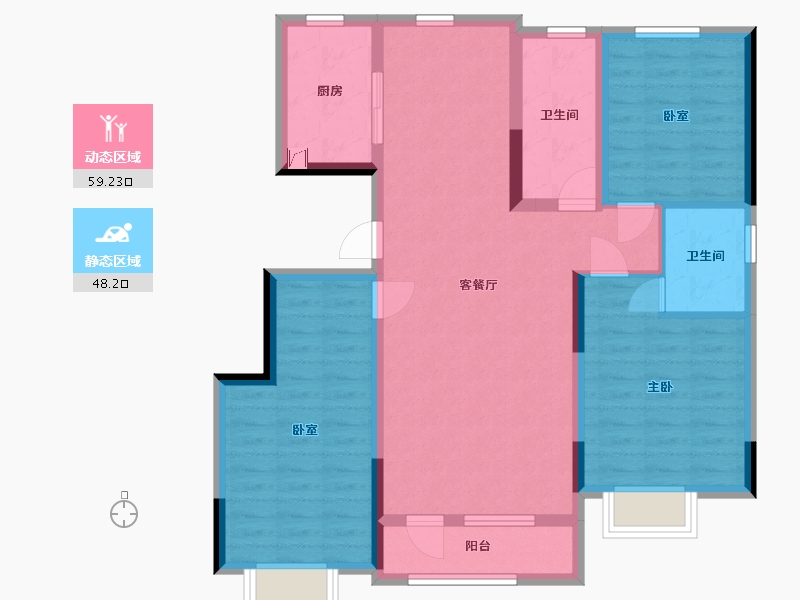 吉林省-长春市-峯璟小镇-106.00-户型库-动静分区