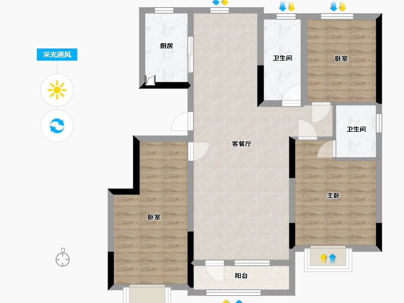 吉林省-长春市-峯璟小镇-106.00-户型库-采光通风