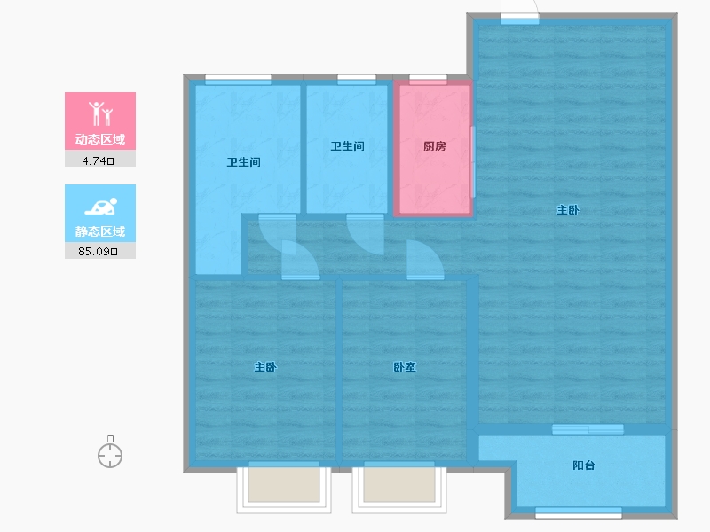 陕西省-西安市-桃园路街道桃园一坊社区-81.24-户型库-动静分区